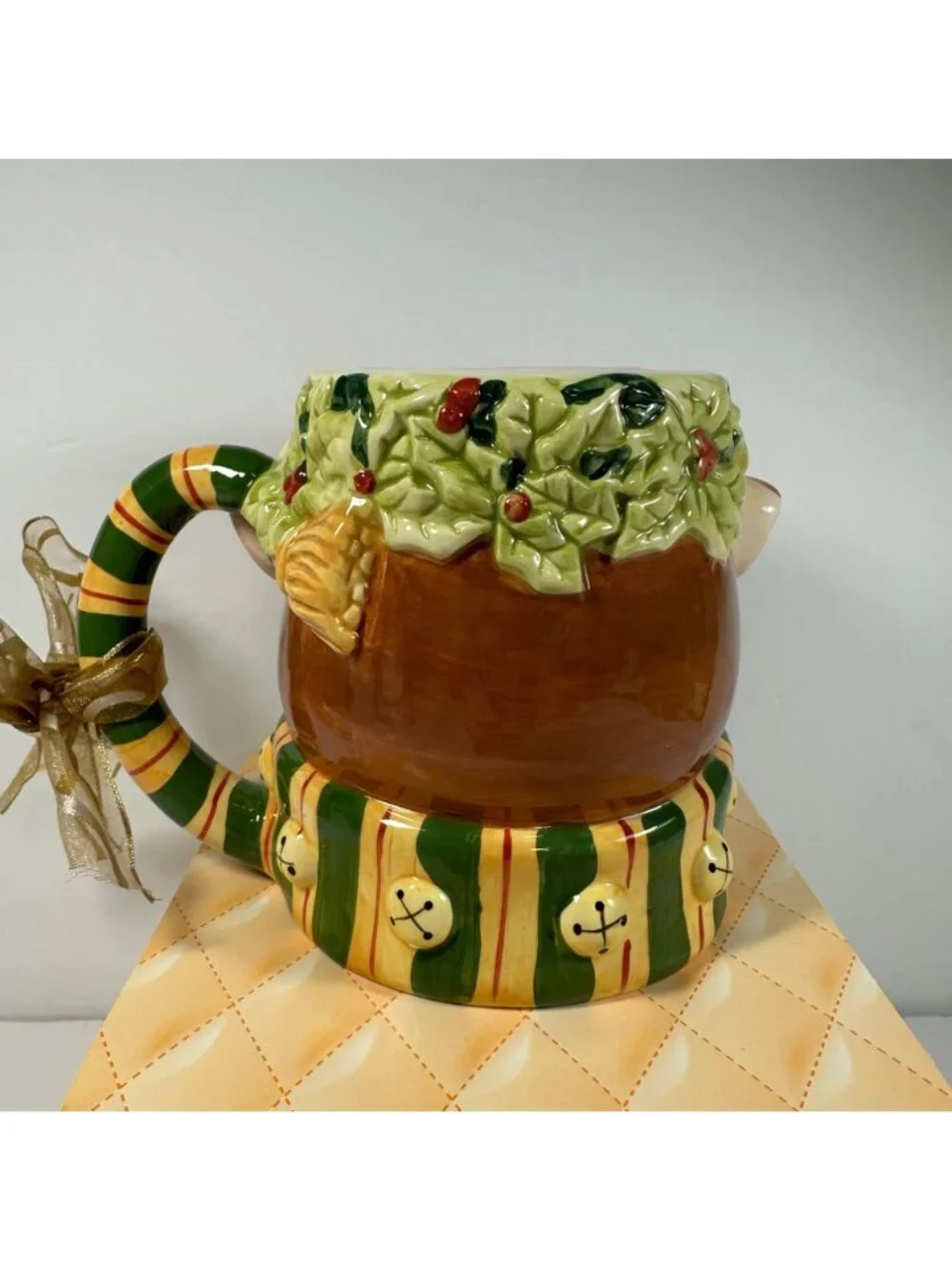 Hand-Painted Ceramic Reindeer Festive Holiday Mug By Susan Winget 14oz Christmas
